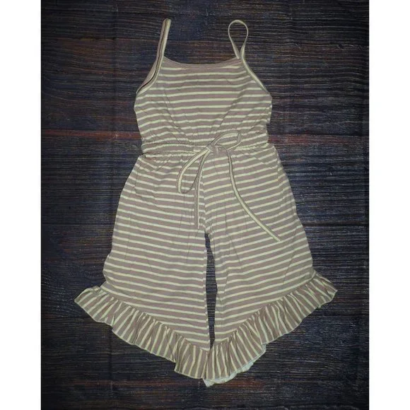 Boutique Girls Pink Striped Ruffle Romper Jumpsuit