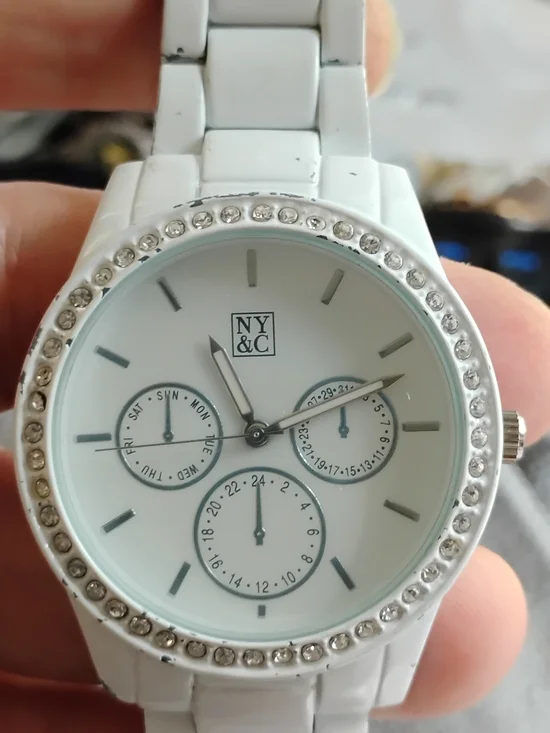 New York & Company White Crystal Accent Women’s Watch