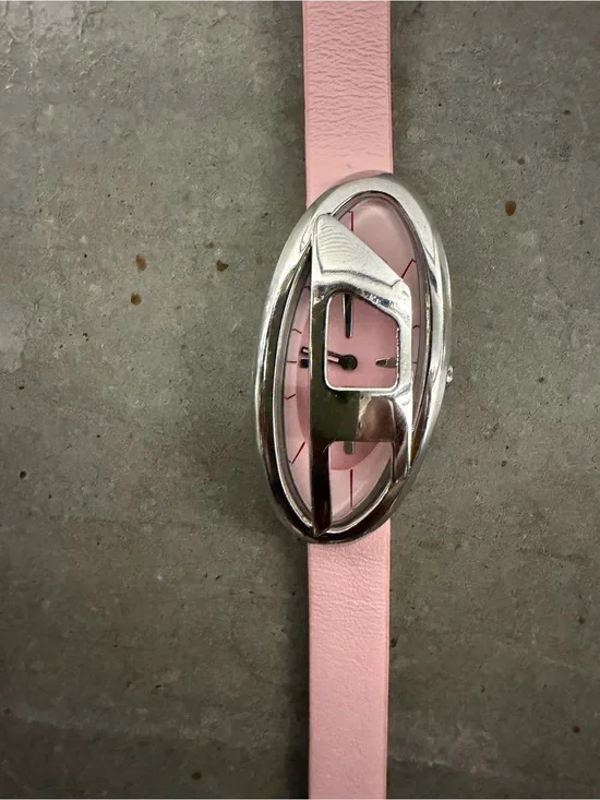 DIESEL DZ5621 PINK LEATHER WATCH & MATCHING RING SET NWT