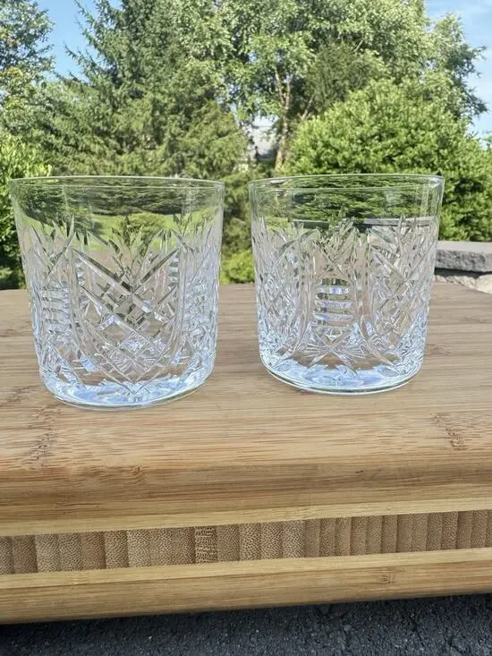 Waterford Crystal Clare Old Fashioned Lowball Tumbler Glasses 3.25”~Set Of 2