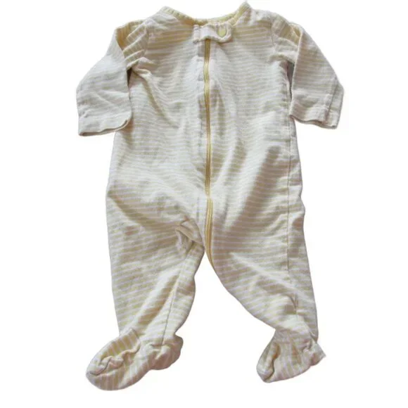 Carters Child of Mine Zip Footed Sleeper Unisex 0-3M Yellow Striped‎ Long Sleeve