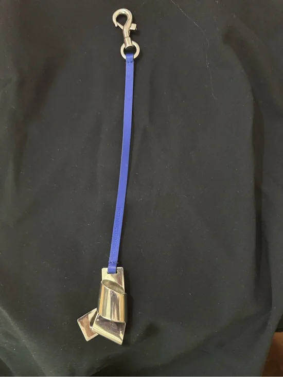 Stuart Weitzman Blue Leather and Silver Metal Bag Charm