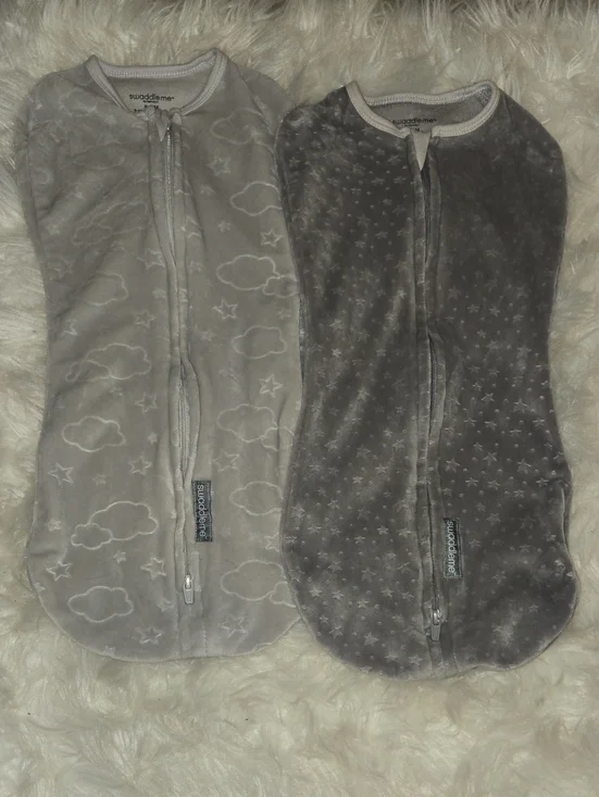 Newborn SwaddleMe Gray & Dark Gray Baby Zip-Up Swaddle Sacks