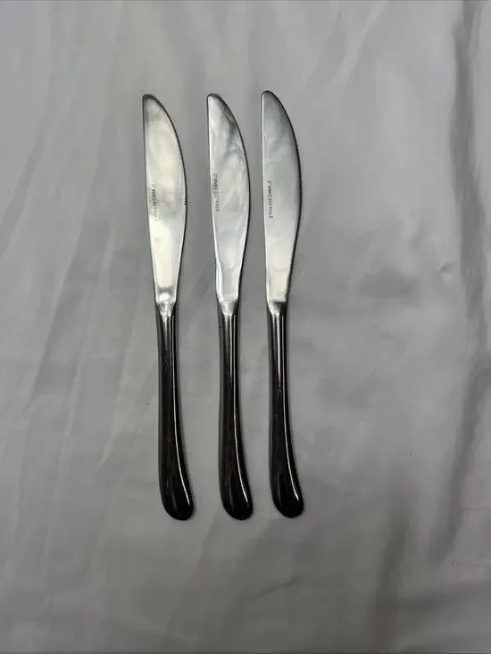 Set Of 3 Stainless Steel Dinner Knife Obtuse Triangle shape logo, unknown brand
