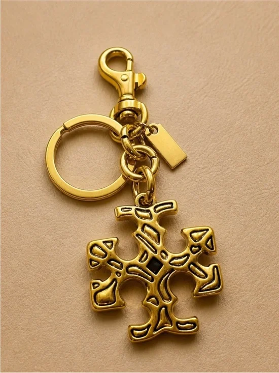 Tory Burch Gold-Tone Cross Charm Key Ring