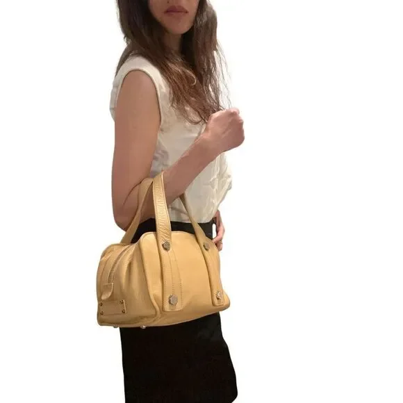Leather Top-Handle Bag in Mustard Yellow