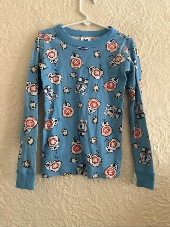 Hanna Andersson Droids and Porgs Last Jedi Blue BB-8 Pajama Top 6-7
