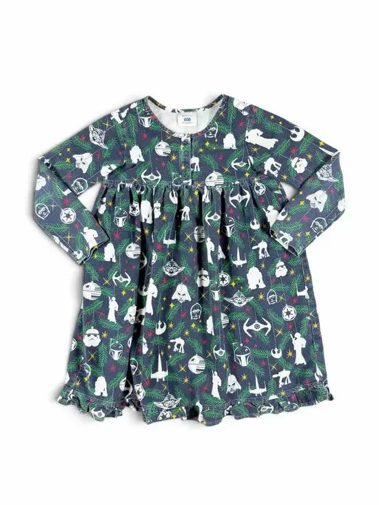Hanna Andersson Star Wars Christmas Holiday Sleep Gown Pajamas Navy 6-7