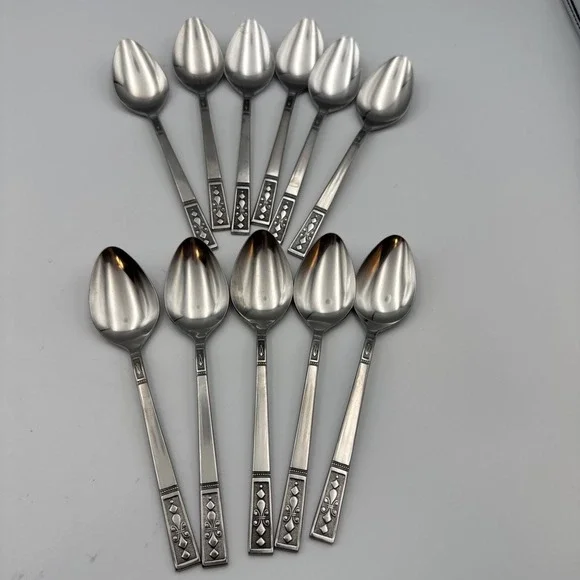 MCM Set 11 Teaspoons By Interpur Cortina Stainless Flatware Made in Japan