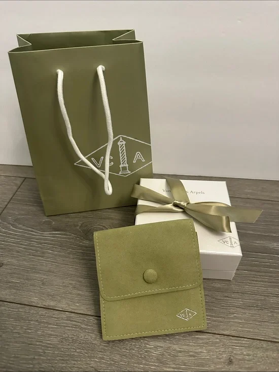 Van Cleef & Arpels Olive Green Suede Jewelry Pouch