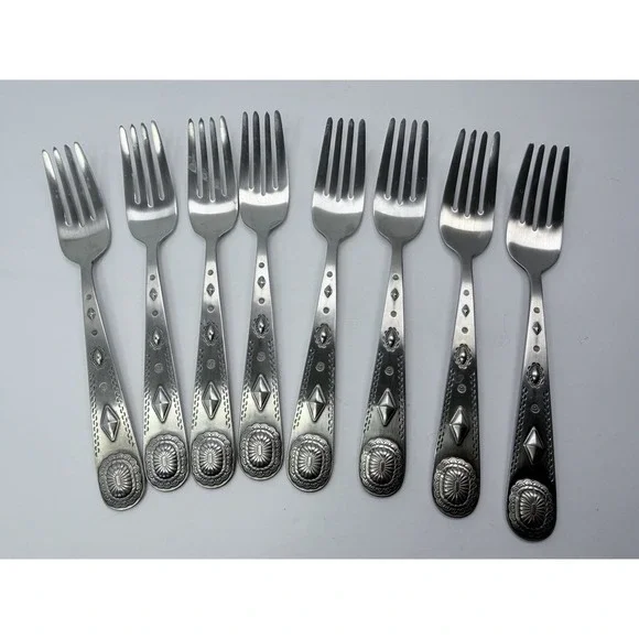 Wallace TAOS Stainless Southwest Motif Satin 8 Salad‎ Forks 18/0 China Flatware