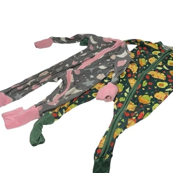 TWO Little Sleepies onsie Zippy Pajama Size 3-6 and 6-12 months