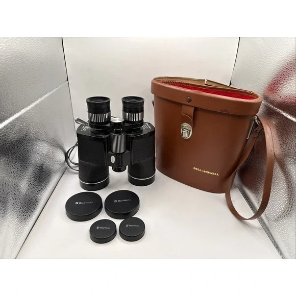 VTG‎ Classic Black Bell & Howell 8-17x Zoom Binoculars 48mm UV Lens W/ Case