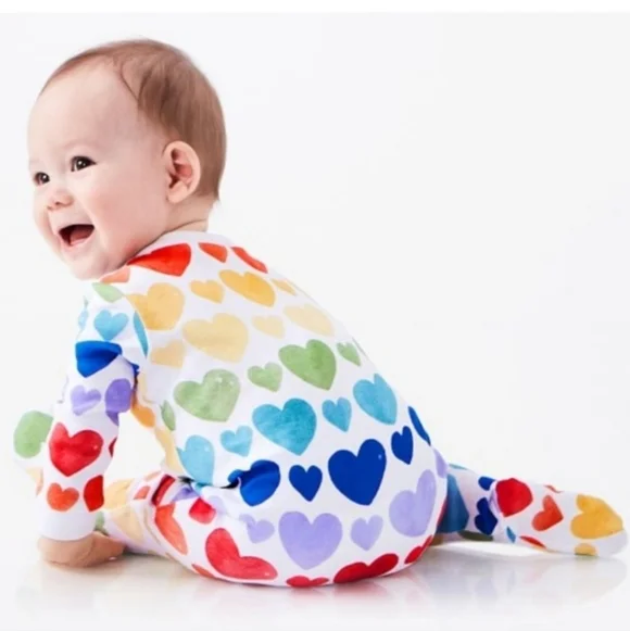 Pottery Barn Baby Trevor Project Rainbow Hearts Organic Nursery Pajama Size 0-3m