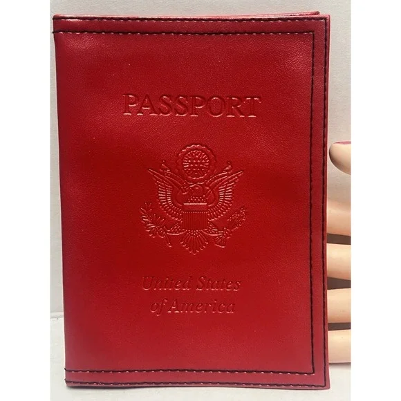 Red‎ Passport Holder Cover United States of America Seal non leather