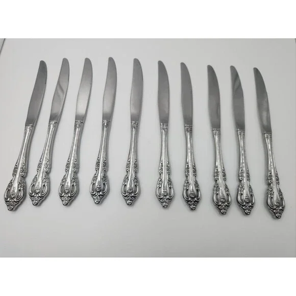 10 Oneida BRAHMS Commumity Dinner Knife Stainless Steel Knives Flatware Lot