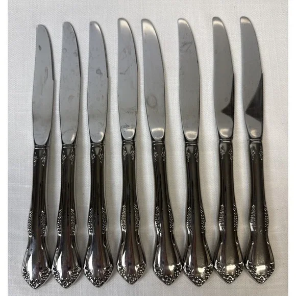 Oneida Mansfield Amadeus Dinner‎ Knives 8 Hollow Stainless Wm A Rogers Deluxe