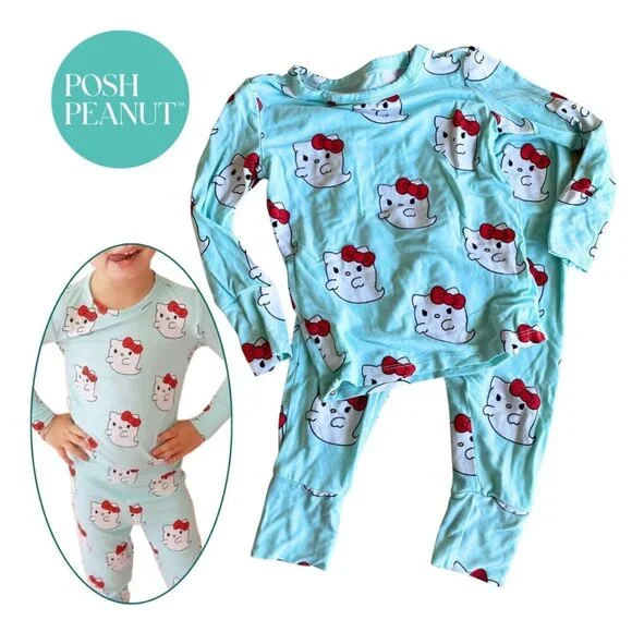 Posh Peanut Bamboo Hello Kitty Halloween Ghosts PJs Pajamas - Size‎ 2T