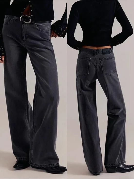 Free People X We The Free Tinsley Baggy High-Rise Jeans Celestial Black