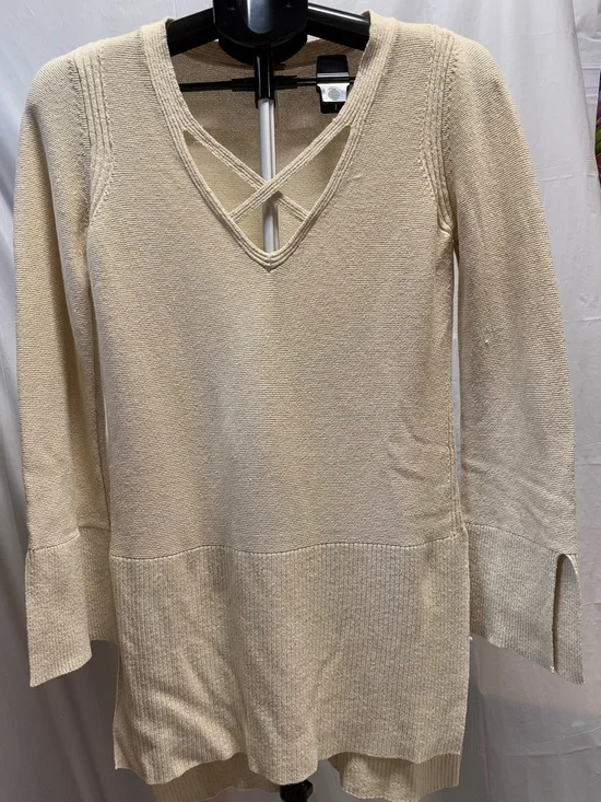 Free People Criss Cross Tunic Sweater Cream Oatmeal Size Small