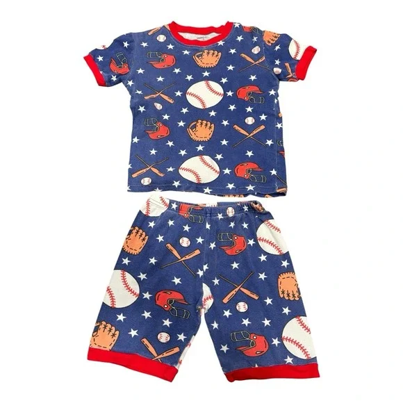 Boys Baseball Pajama‎ Set 100% Cotton Sz 7