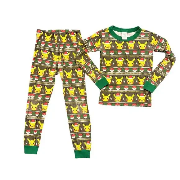 Hanna Andersson Pikachu Santa Christmas Holiday Pajama Set Youth Size 120 (6/7)