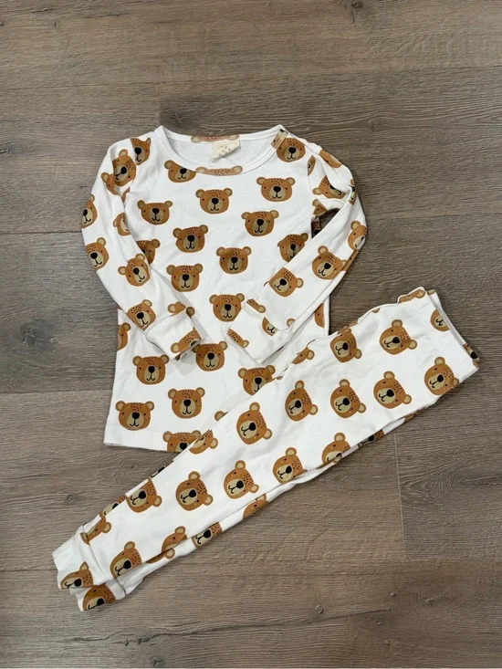 Siix organic cotton bear pajamas set long sleeve gender neutral