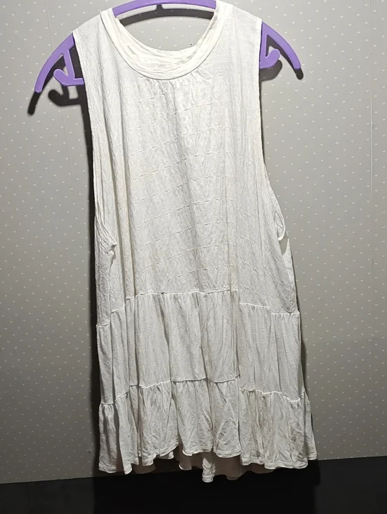 Free People White Sleeveless Tiered Tank Dress