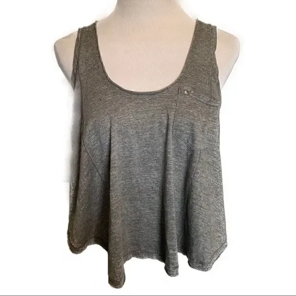 NEW! Free People Gray Open Back Tank Top Sz M
