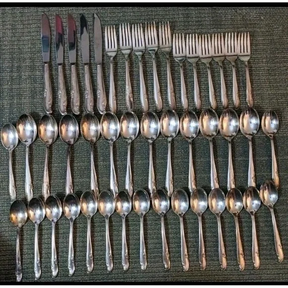 William Rogers & Co Allure Teatime Silverplate 45 pc Lot Flatware Extra Plate