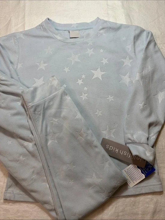 Light Blue Star-Print Kids Pajama Set - Jellifish Kids
