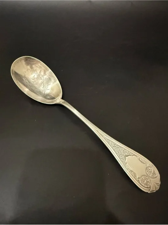 Vintage American Coin Silver Farrington & Hunnewell F&H Pure Coin Serving Spoon