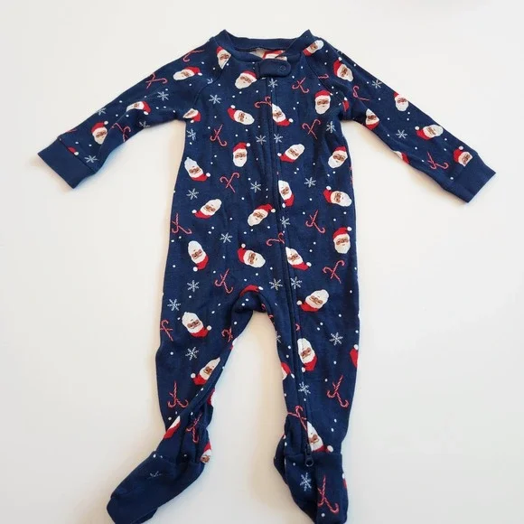 Baby Sleep N Play Pajamas Christmas‎ Santa Candy Cane Snowflake 3M-6M NWT