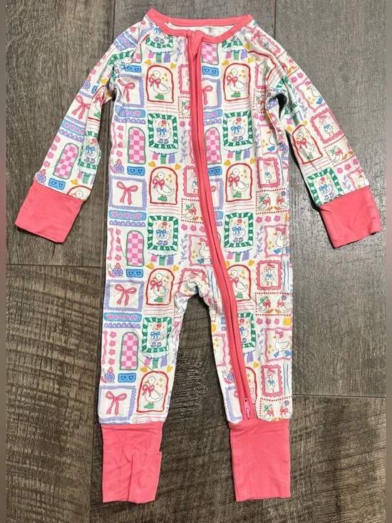 Baby Girl • Silly Goose • Bamboo Zipper Sleeper Geese Print 3-6 m