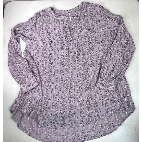 Free People Purple Floral Top Lavender Small Cottagecore‎ Fairycore Boho Peasant