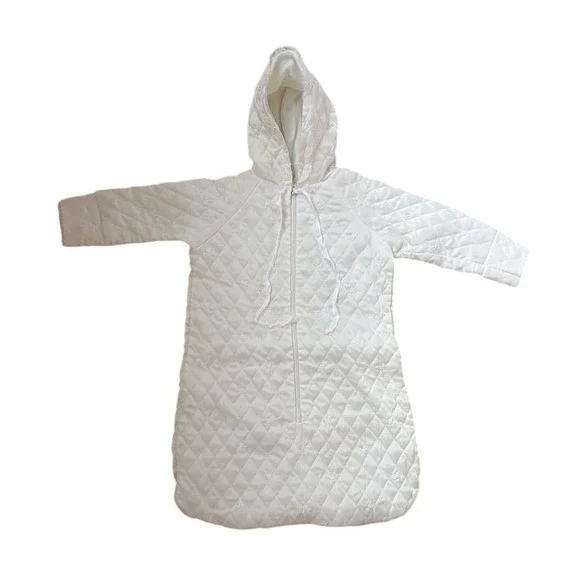 Vintage Satin Quilted‎ Infant Hooded Sleep Sack Baby Classic white timeless