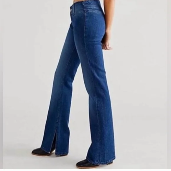 Free People We The Free Stillwater Low Rise Slim Flare Jean With Slits