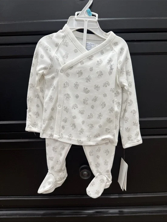 Ralph Lauren Baby Set Kimono and Pants Size 6-9 Months 100% Cotton