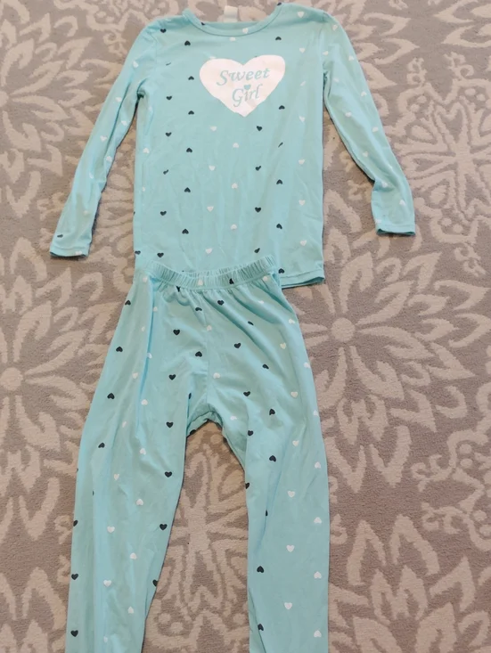 Girls' Sweet Girl Heart Pajama Set - Mint