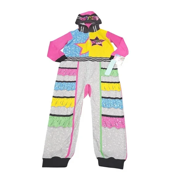 XOMG POP! Girls' Union Suit Size 10 Printed Hooded One Piece Pajama Sleepwear