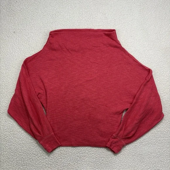 We The Free FP Pink Knit Mockneck Sweater Oversized Thermal Pullover Size S Cowl