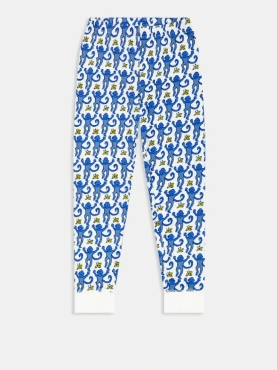 Roller rabbit kids blue monkey pajama pants 100% Pima cotton bottoms 6 years
