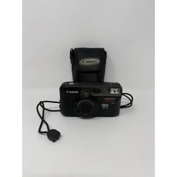 Canon Sure Shot Telemax Date 35mm Film Camera Tested Working New Battery & Case.