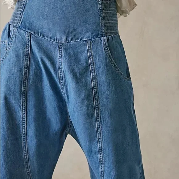 Free People Blue Denim Capris