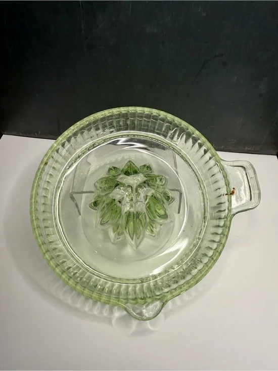 Antique Uranium Green Glass Juicer