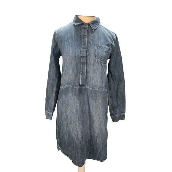 Old Navy Girls Denim Shirt Dress Size‎ XL (14) Collared Button Up Front Pocket