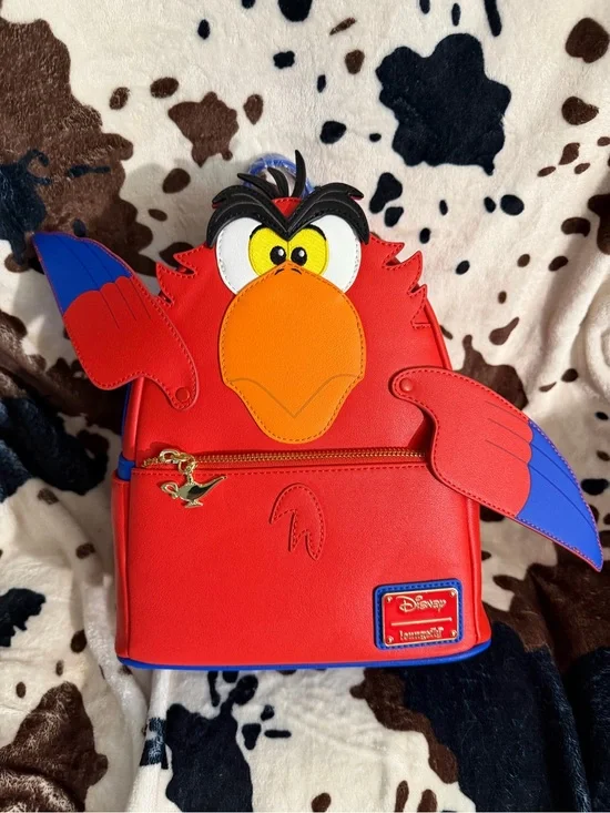 Loungefly Disney Lago Bird Character Backpack in Red, Orange, Blue