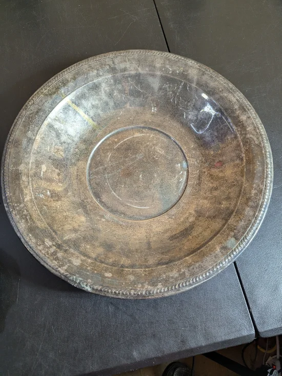 Vintage Silver-Tone Decorative Serving Bowl