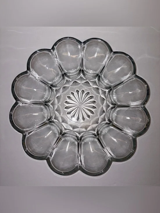 Clear Glass Flower-Shaped Serving Platter Home Dining