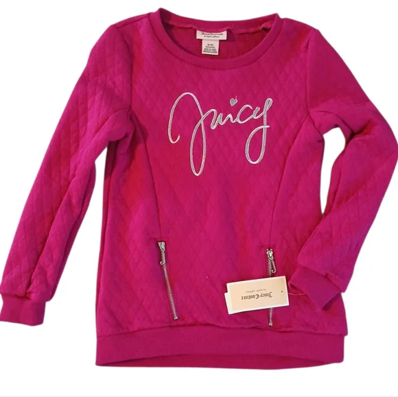 Juicy Couture Pink Quilted Embroided Sweatshirt NWT 8/10 GIRLS‎